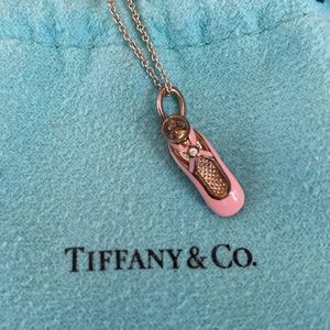 Authentic Tiffany & Co. 925 Ballet Slipper Pendant on Sterling Silver Chain